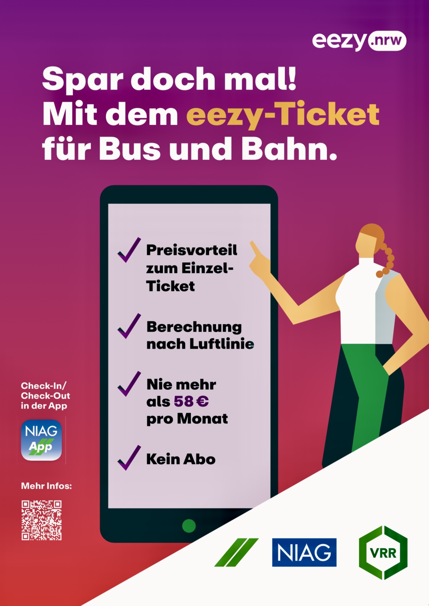 Werbeplakat für eezy-Ticket und NIAG-App